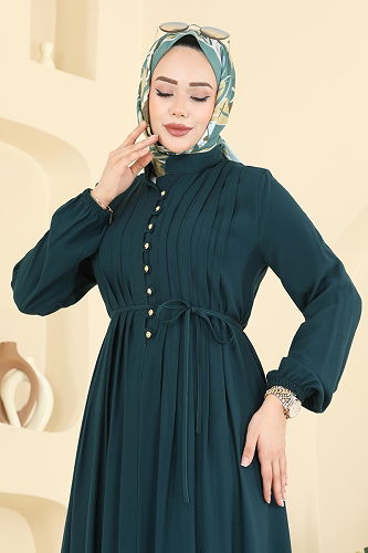 moda selvim Dress 7152BG354 Petroleum - Thumbnail