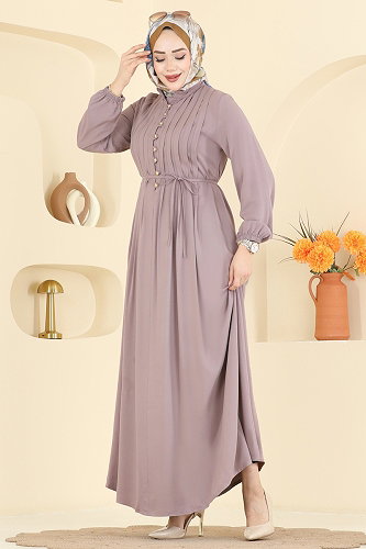 moda selvim الفستان بيج 7152BG354 - Thumbnail
