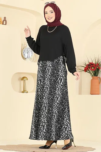 moda selvim Dress 7153ERK1158 Black - Thumbnail