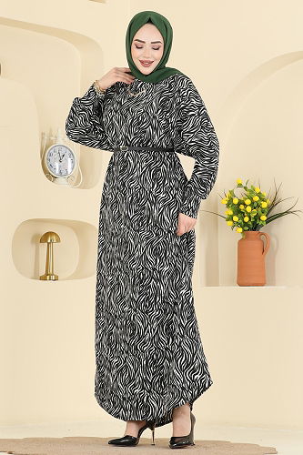 moda selvim Dress 7154ERK1158 Black - Thumbnail