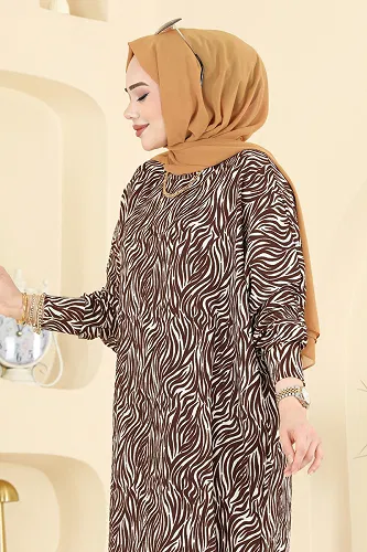 moda selvim Dress 7154ERK1158 Brown - Thumbnail