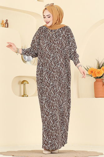 moda selvim الفستان بني 7154ERK1158 - Thumbnail