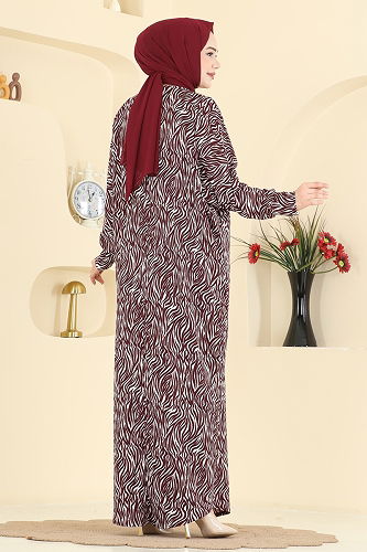 moda selvim الفستان خمري 7154ERK1158 - Thumbnail