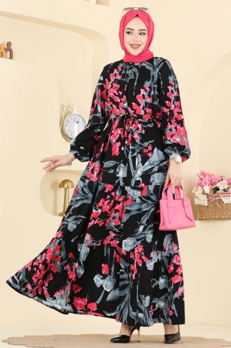 E.R.K. - Dress 7156ERK1158 Fuchsia & Black