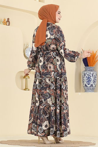 moda selvim الفستان بني 7157ERK1158 - Thumbnail