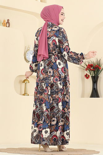 moda selvim الفستان كحلي 7157ERK1158 - Thumbnail