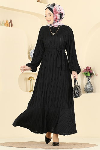 moda selvim Dress 7159ERK1158 Black - Thumbnail