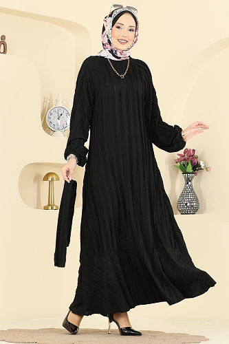 moda selvim الفستان أسود 7159ERK1158 - Thumbnail