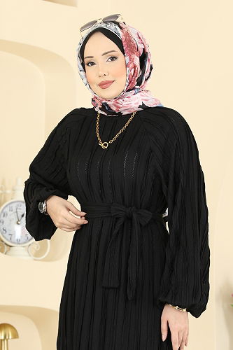 moda selvim الفستان أسود 7159ERK1158 - Thumbnail