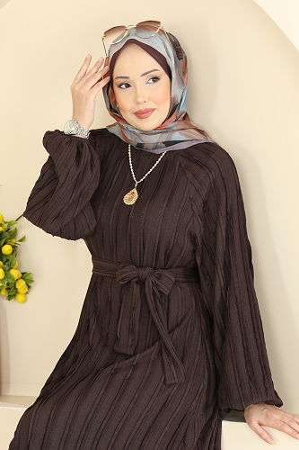 moda selvim Dress 7159ERK1158 Brown - Thumbnail