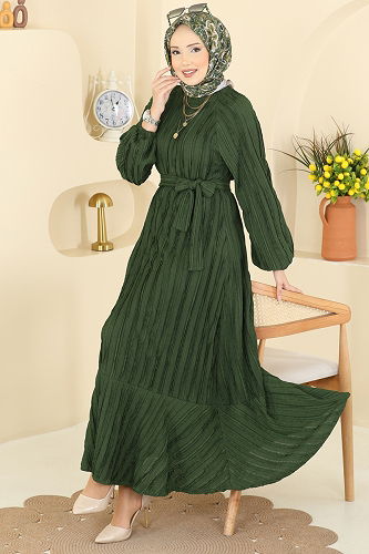 moda selvim Dress 7159ERK1158 Khaki - Thumbnail