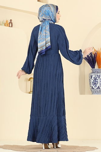 moda selvim Dress 7159ERK1158 Navy Blue - Thumbnail