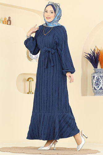 moda selvim الفستان كحلي 7159ERK1158 - Thumbnail