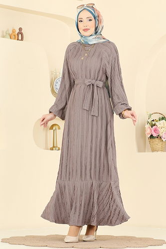 moda selvim الفستان بيج 7159ERK1158 - Thumbnail