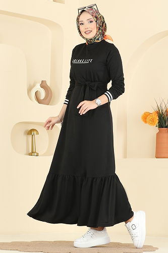 moda selvim Dress 715PM271 Black - Thumbnail