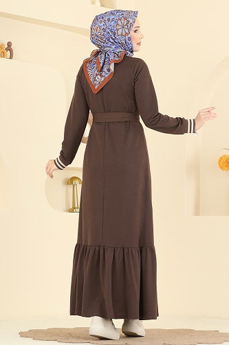 moda selvim Dress 715PM271 Brown - Thumbnail