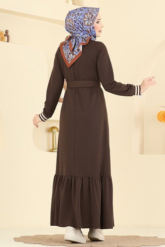 moda selvim Dress 715PM271 Brown - Thumbnail