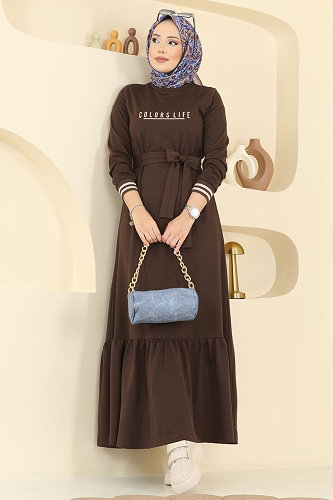 moda selvim Dress 715PM271 Brown - Thumbnail
