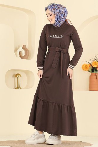 moda selvim Dress 715PM271 Brown - Thumbnail
