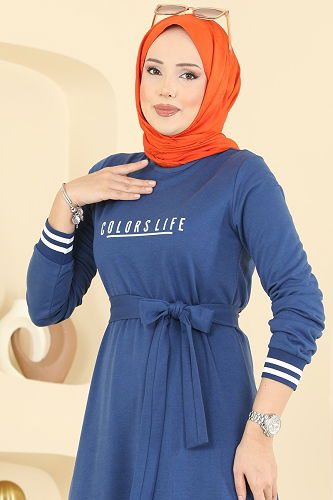 moda selvim الفستان ازرق 715PM271 - Thumbnail