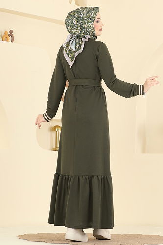 moda selvim Dress 715PM271 Khaki - Thumbnail