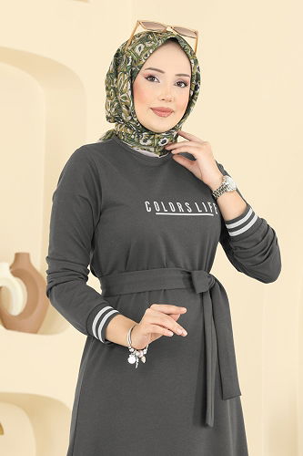 moda selvim Dress 715PM271 Light Anthracite - Thumbnail