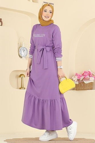 moda selvim Dress 715PM271 Lilac - Thumbnail