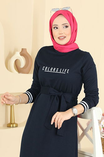 moda selvim Dress 715PM271 Navy Blue - Thumbnail