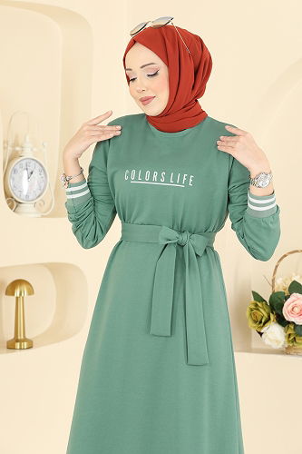 moda selvim الفستان أخضر 715PM271 - Thumbnail