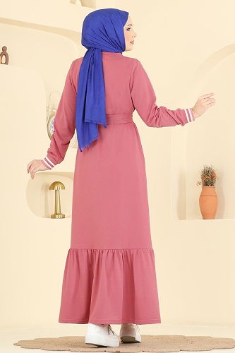 moda selvim Dress 715PM271 Rose Dried - Thumbnail