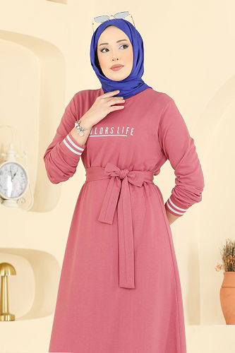 moda selvim Dress 715PM271 Rose Dried - Thumbnail