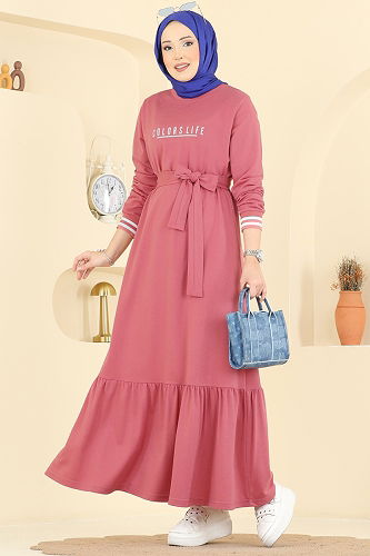 moda selvim Dress 715PM271 Rose Dried - Thumbnail