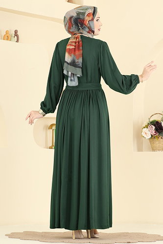 moda selvim الفستان زيتي 7160BG354 - Thumbnail