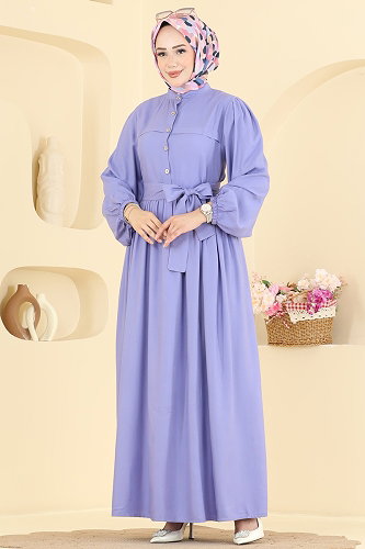 moda selvim Dress 7160BG354 Lilac - Thumbnail