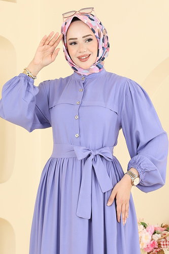 moda selvim الفستان ليلكي 7160BG354 - Thumbnail