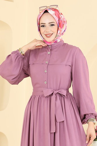 moda selvim الفستان وردي 7160BG354 - Thumbnail