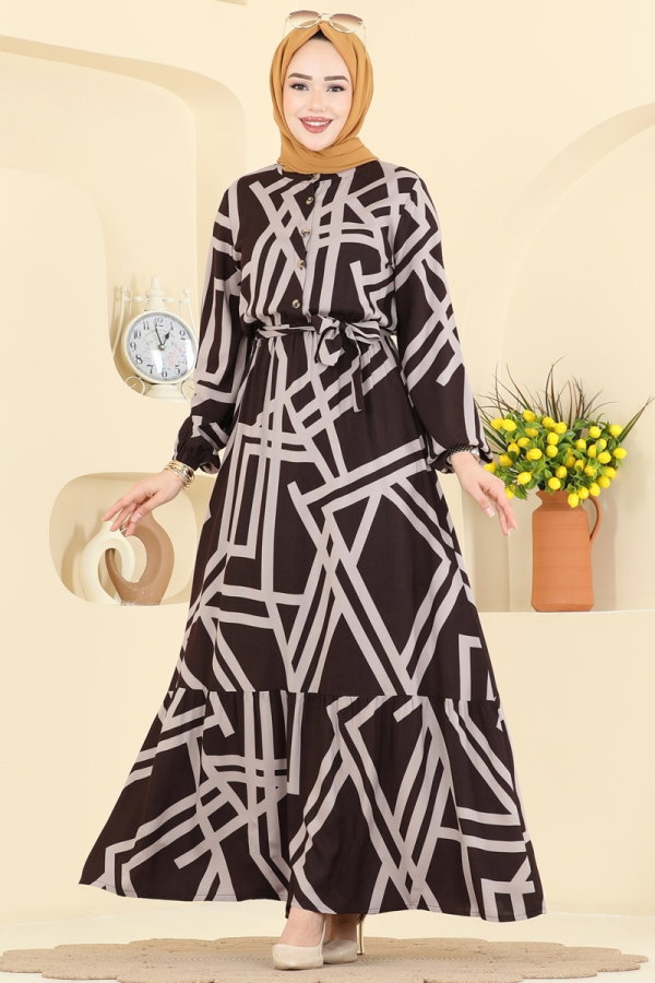 Modaselvim Dress Dress 7162BG354 Brown