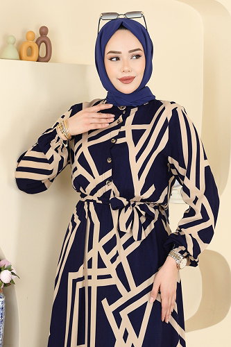 moda selvim الفستان كحلي 7162BG354 - Thumbnail