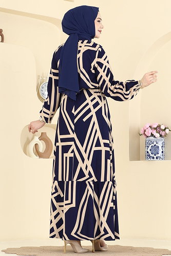 moda selvim الفستان كحلي 7162BG354 - Thumbnail