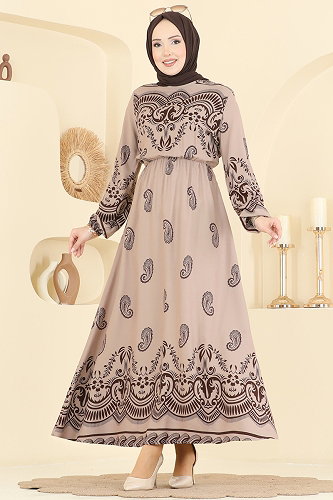 moda selvim Dress 7163ERK1158 Beige - Thumbnail