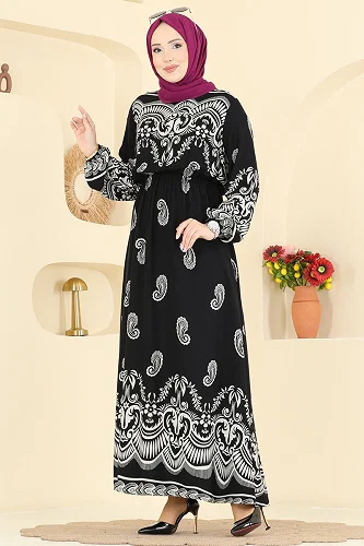 moda selvim Dress 7163ERK1158 Black - Thumbnail