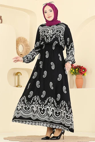 moda selvim Dress 7163ERK1158 Black - Thumbnail