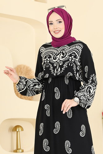 moda selvim الفستان أسود 7163ERK1158 - Thumbnail