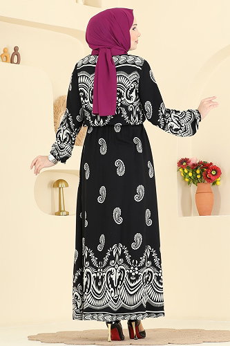 moda selvim الفستان أسود 7163ERK1158 - Thumbnail