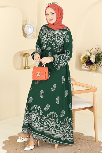 moda selvim Dress 7163ERK1158 Emerald - Thumbnail