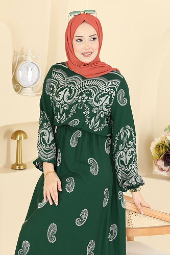 moda selvim Dress 7163ERK1158 Emerald - Thumbnail