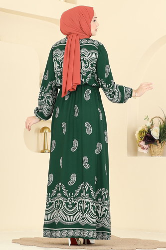 moda selvim Dress 7163ERK1158 Emerald - Thumbnail