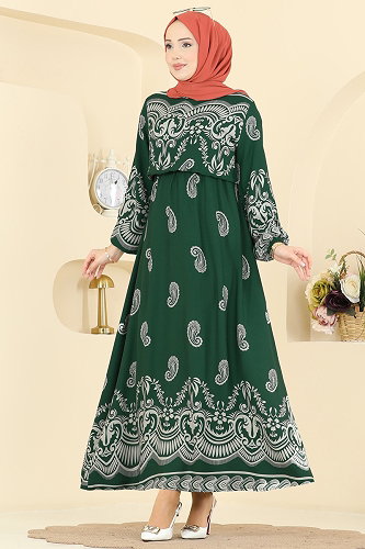 moda selvim الفستان زيتي 7163ERK1158 - Thumbnail