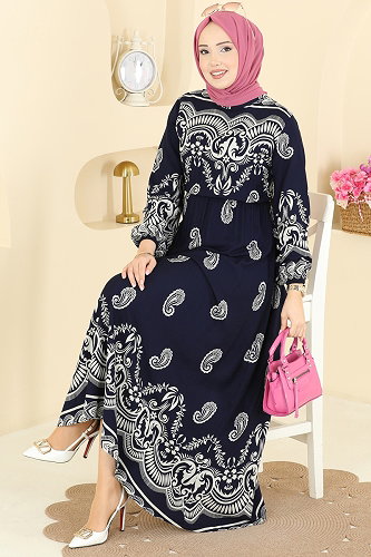 moda selvim الفستان كحلي 7163ERK1158 - Thumbnail