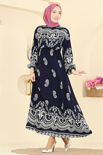 moda selvim الفستان كحلي 7163ERK1158 - Thumbnail